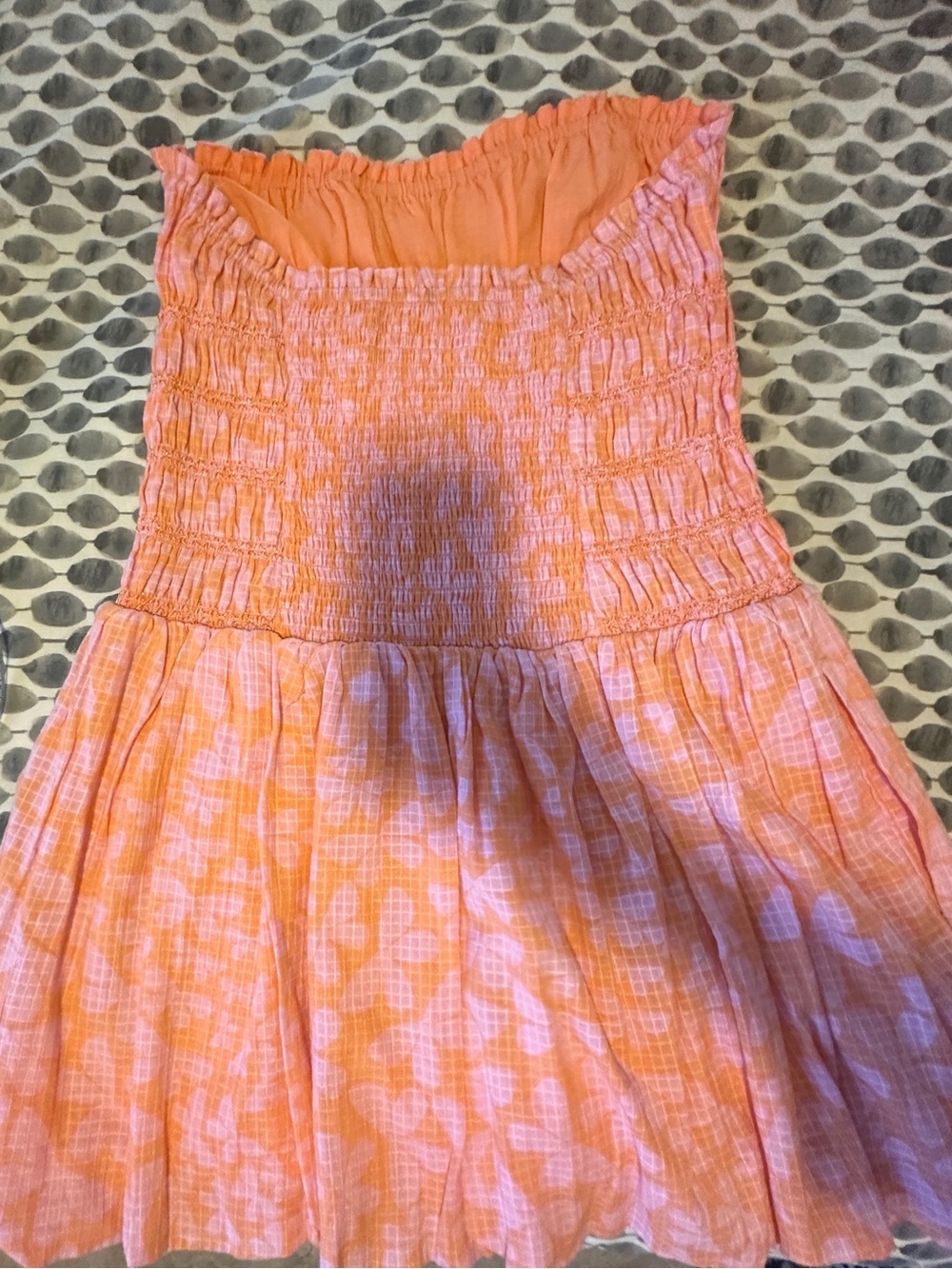 Free People Pink and Orange Smocked Strapless Mini Dress NWT - Picture 11 of 11